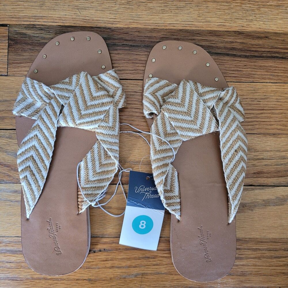 Universal Thread Tank and Cream Slip On Sandals Size US 8 Brand New with Tags
